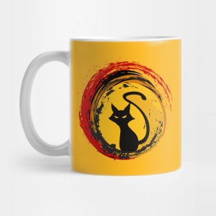 The black cat in the fire ball Mug